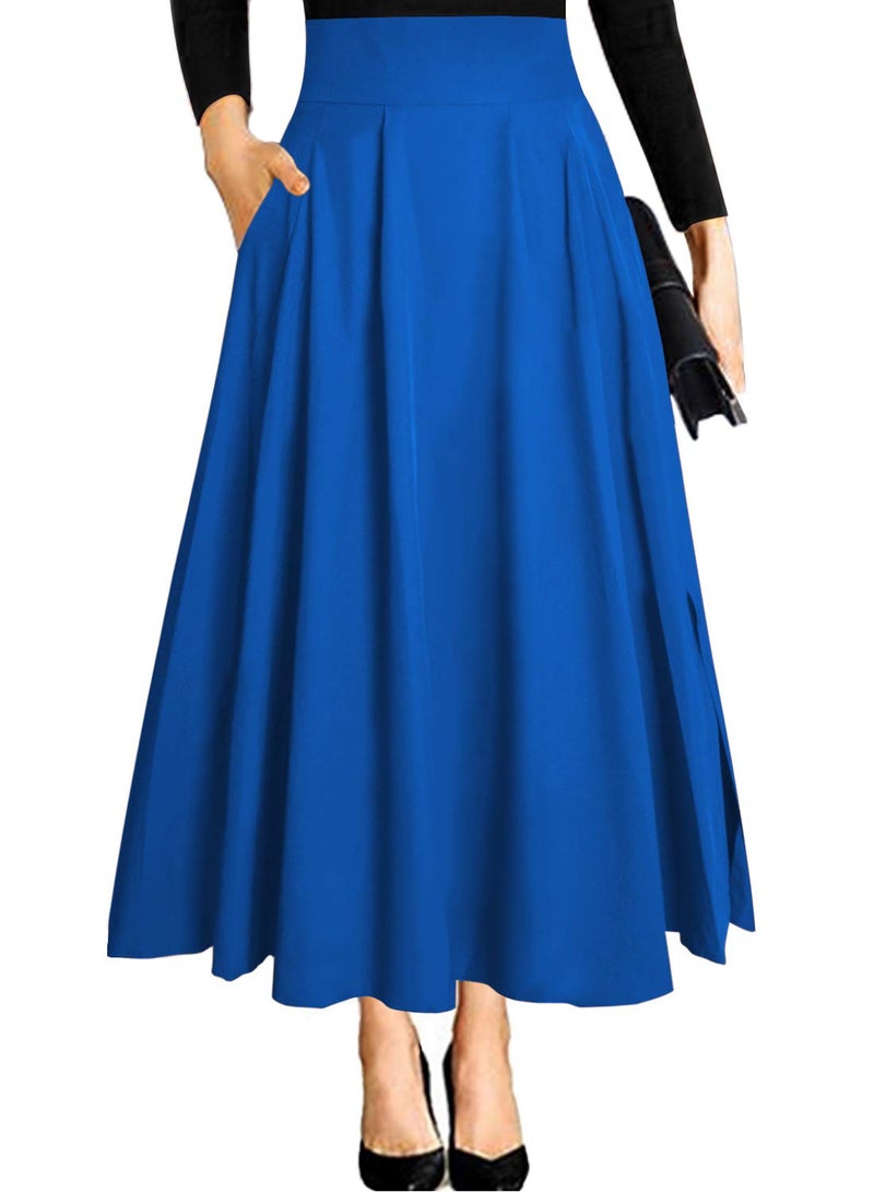 RANPHEE Ariel Costume Women Adult Long Blue Skirts 2026 Faldas de Mujer Elegantes Cute High Waisted Maxi Pleated A Line Circle Skirt with Slit XL 1X - Image 1